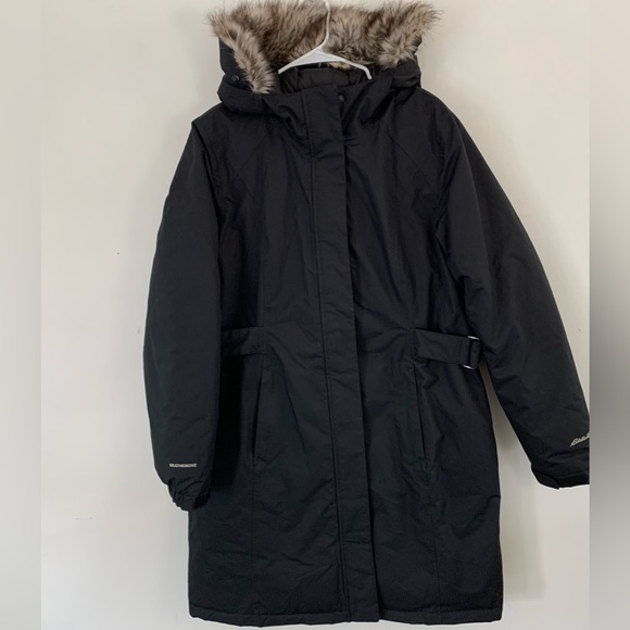 Eddie Bauer L Waterproof WeatherEdge Down Stadium Coat Black New No Tag - Picture 2 of 16